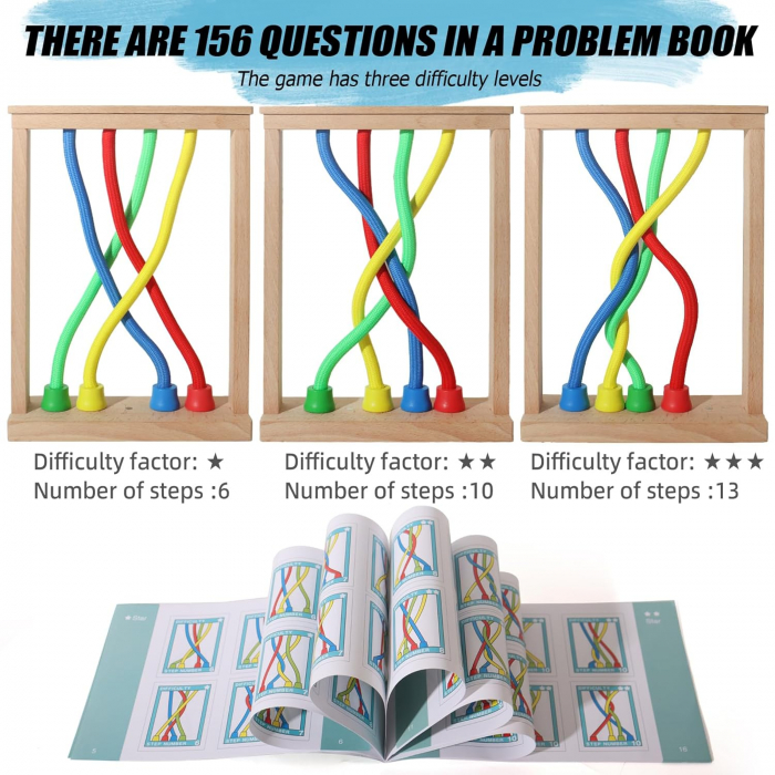 Puzzle 3D din Lemn cu Franghie - Joc de Dezvoltare a Inteligentei si Relaxare [6]