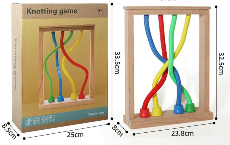 Puzzle 3D din Lemn cu Franghie - Joc de Dezvoltare a Inteligentei si Relaxare [10]