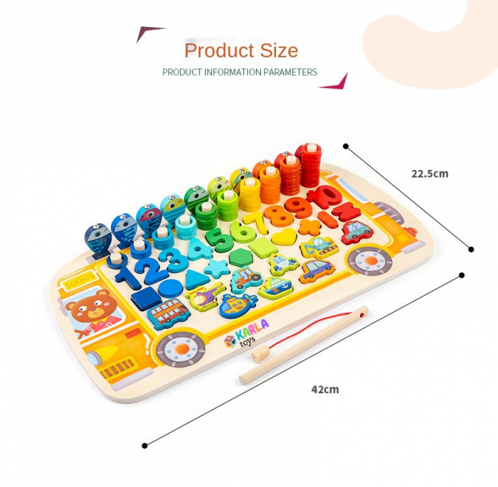 Puzzle incastru Lemn Autobuzul Logaritmic 5 in 1 [6]