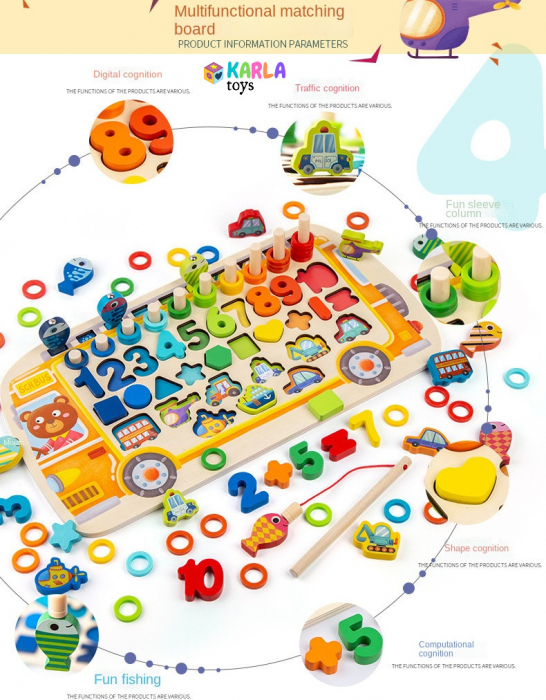 Puzzle incastru Lemn Autobuzul Logaritmic 5 in 1 [3]