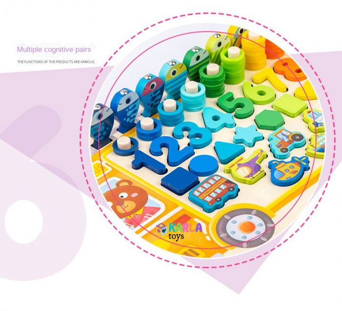 Puzzle incastru Lemn Autobuzul Logaritmic 5 in 1 [5]