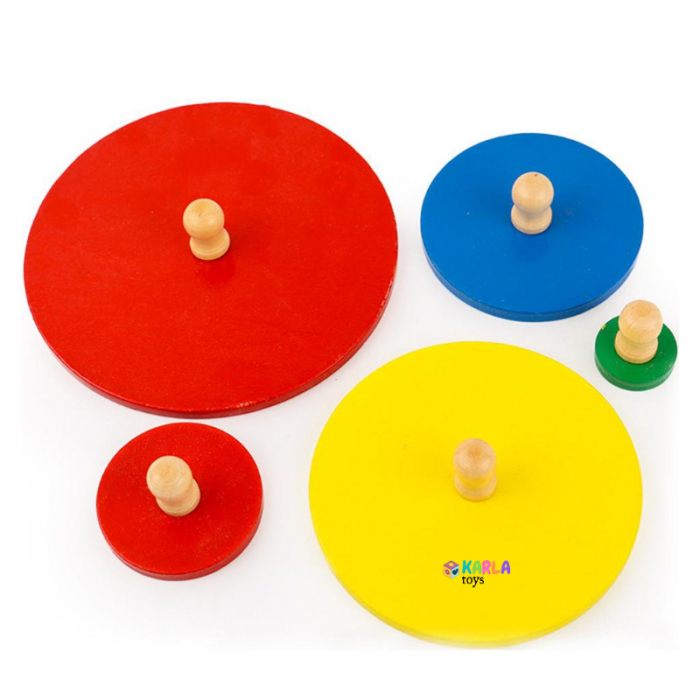 Puzzle cu Maner din Lemn Montessorii Culori [4]