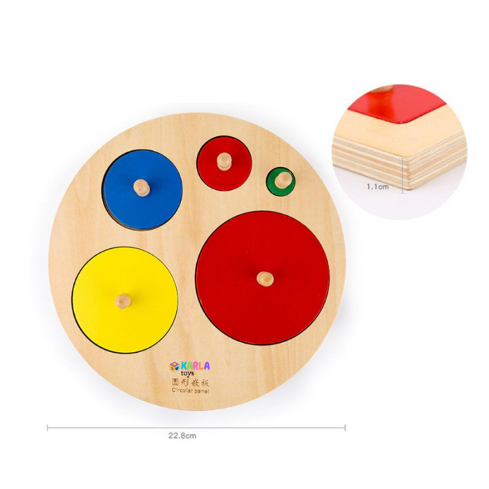 Puzzle cu Maner din Lemn Montessorii Culori [5]