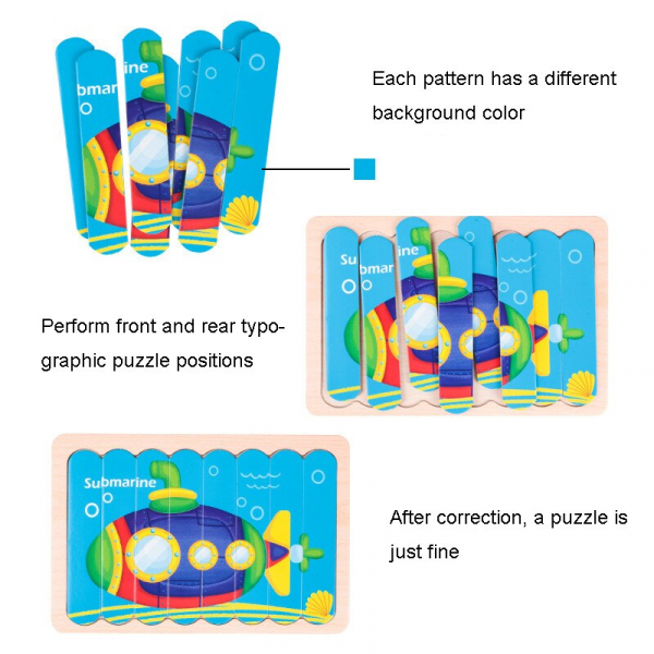 Puzzle de Lemn Montesorii - Strip Puzzle 32 piese [3]