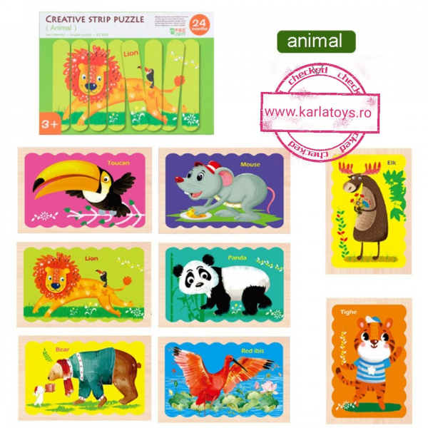 Puzzle de Lemn Montesorii - Strip Puzzle 32 piese [4]