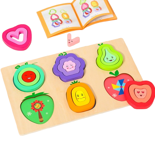 Puzzle din Lemn 3D Fructe Curcubeu [2]