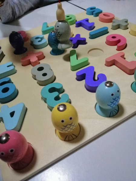 Puzzle din Lemn 3D Cifre si Joc de Pescuit  3D [7]