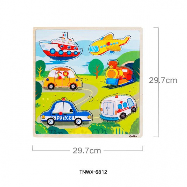 Puzzle din lemn cu sunete Animale - Vehicole - Animale jungla [2]