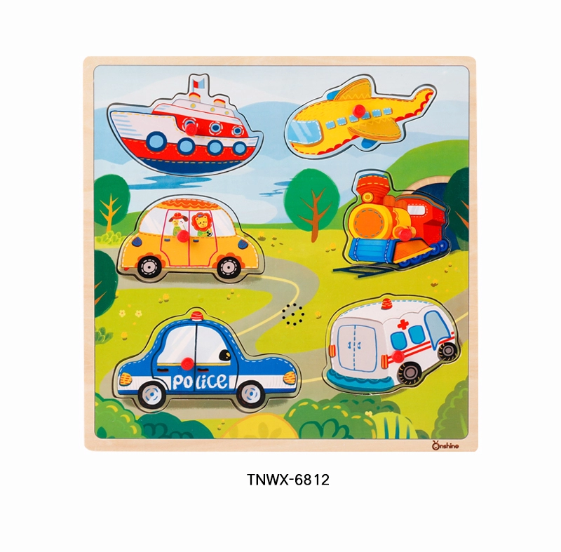Puzzle din lemn cu sunete Animale - Vehicole - Animale jungla [4]