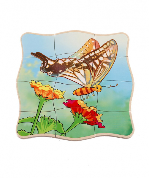 Puzzle din lemn in straturi Ciclul vietii Onshine Broascuta - Fluturas [7]