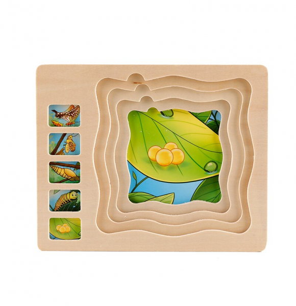 Puzzle din lemn in straturi Ciclul vietii Onshine Broascuta - Fluturas [2]