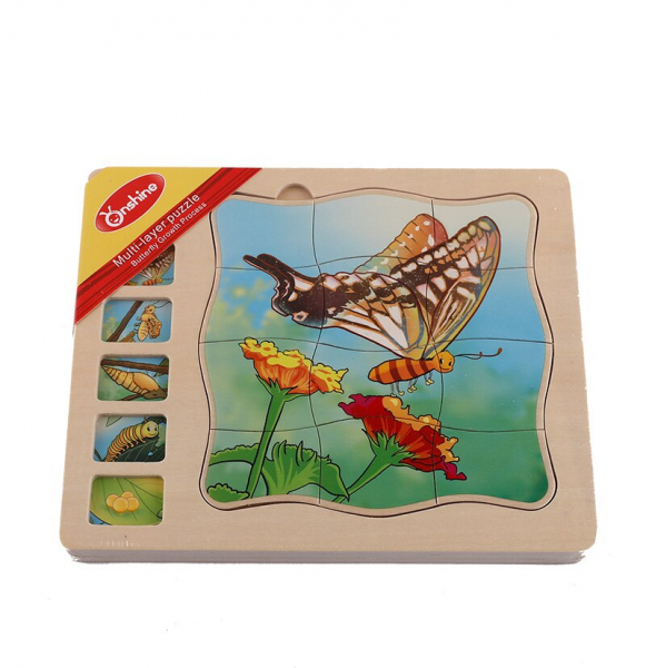 Puzzle din lemn in straturi Ciclul vietii Onshine Broascuta - Fluturas [3]