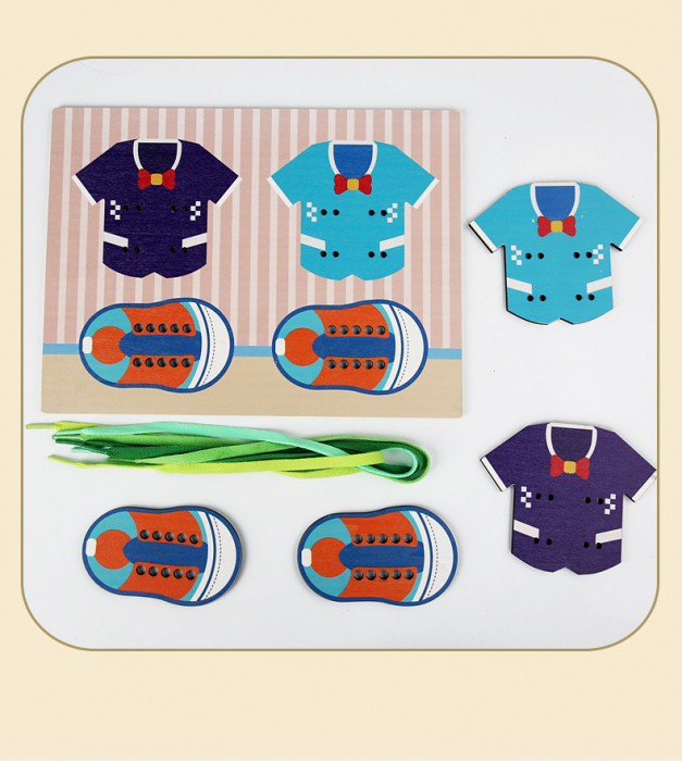 Puzzle din lemn invata sa legi sireturile [2]