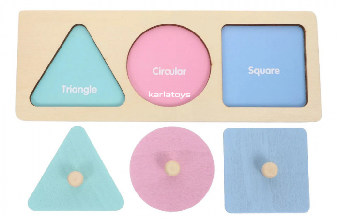 Puzzle din Lemn Magnetic Incastru cu Maner Forme Geometrice [2]