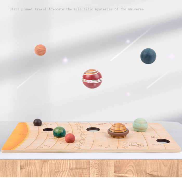 Puzzle din Lemn 3D - Sistemul Solar cu Planete si Carduri Educative Montessori [2]