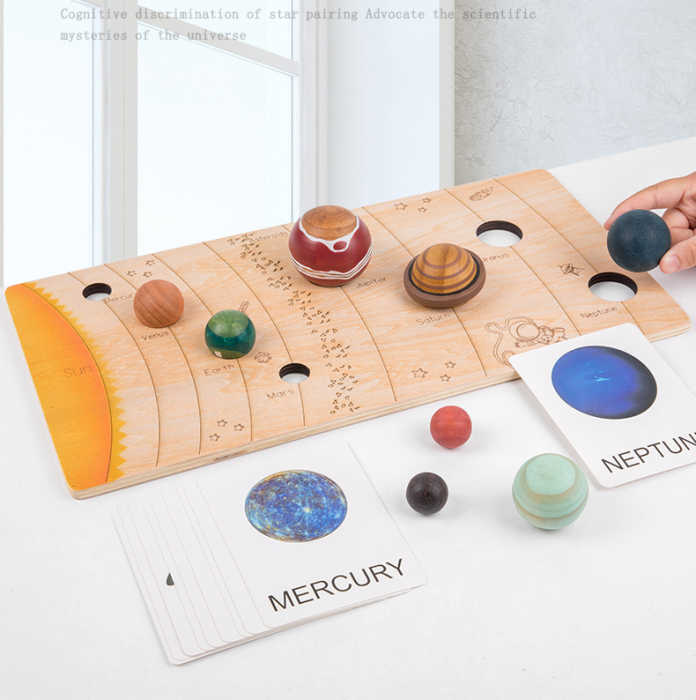 Puzzle din Lemn 3D - Sistemul Solar cu Planete si Carduri Educative Montessori [5]