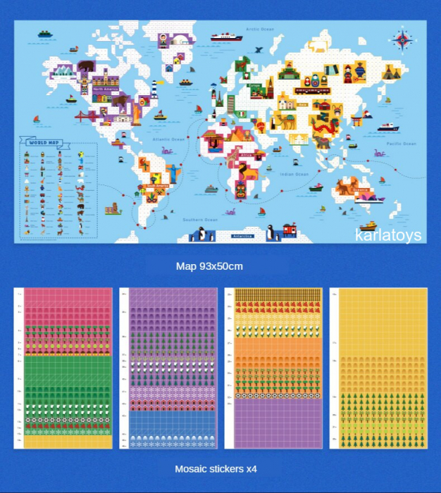 Joc Creativ  Puzzle Educational Harta Lumii Mideer cu Sticker [4]