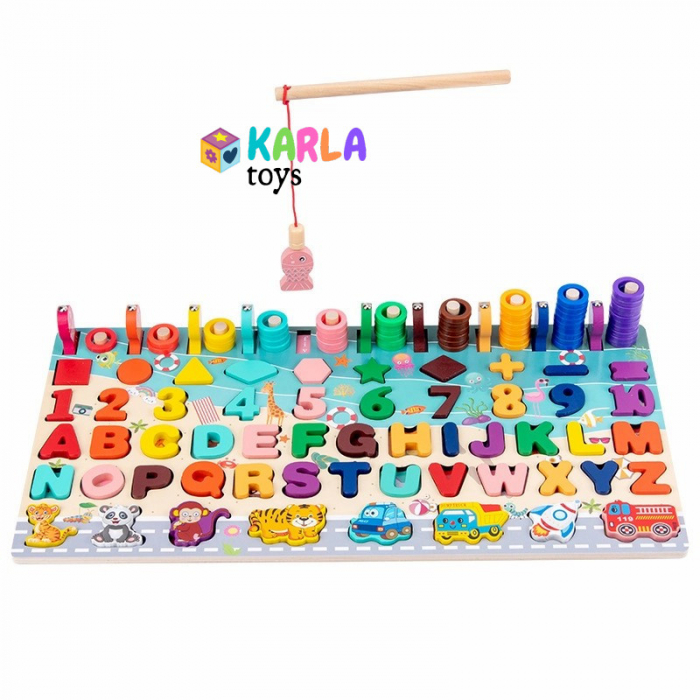 Joc Montessori din Lemn Puzzle incastru Cifre si Litere 6 in 1 [3]