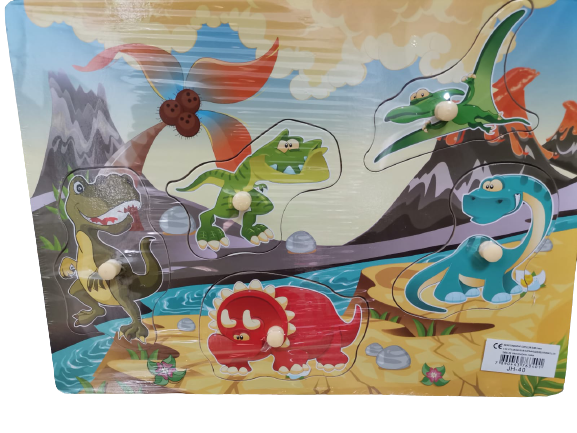 Puzzle Lemn cu Maner Dinozauri  - Animale - Pesti [2]