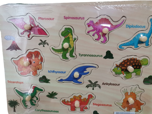 Puzzle Lemn cu Maner Dinozauri  - Animale - Pesti [3]