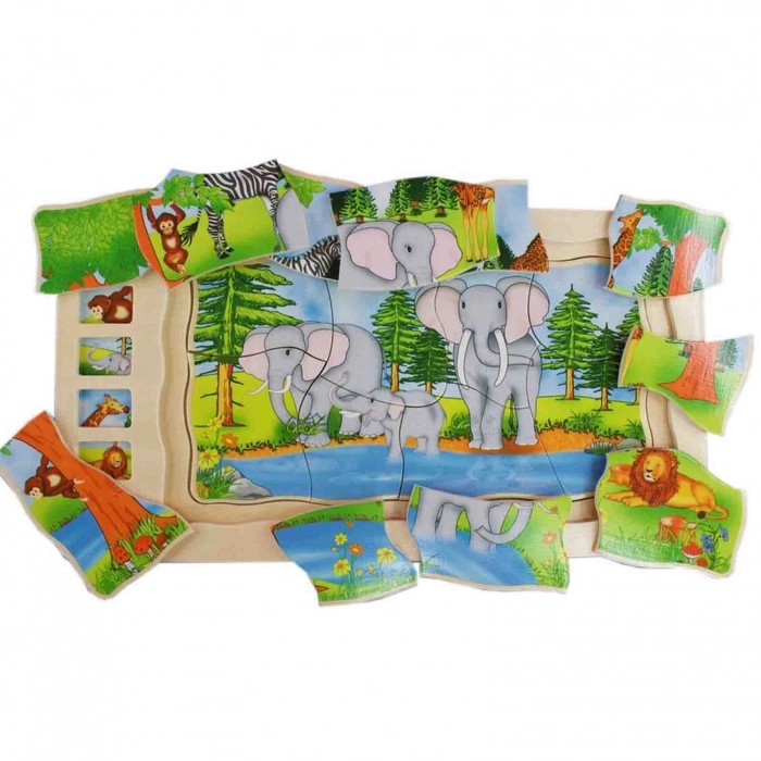 Puzzle lemn in 4 straturi Onshine Animale [3]