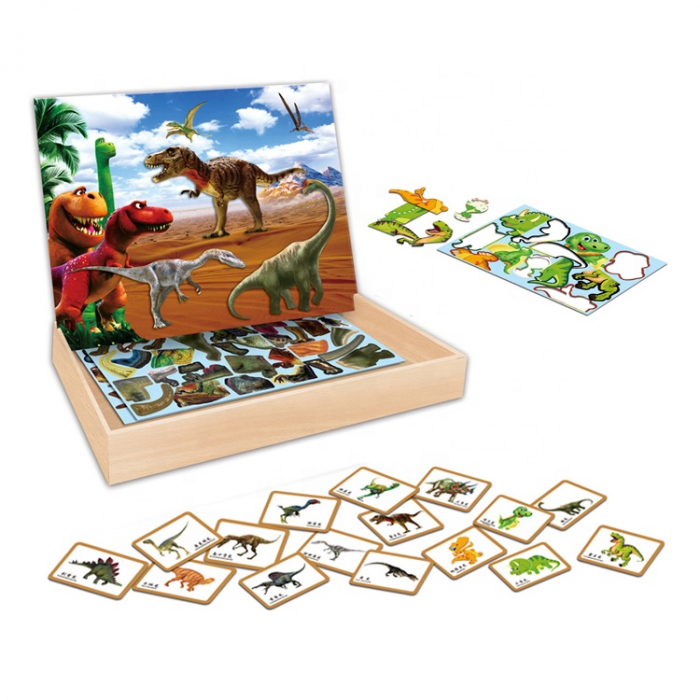 Puzzle Magnetic cu Animale Salbatice sau Dinozauri cu Tabla cu 2 fete [2]