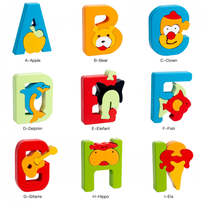 Puzzle Montessori Alfabet din lemn pentru prescolari [4]