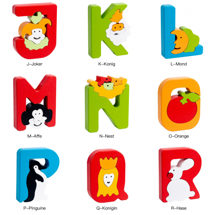 Puzzle Montessori Alfabet din lemn pentru prescolari [2]