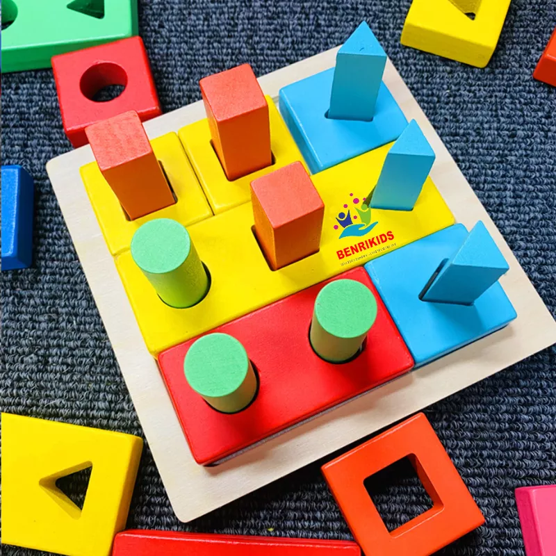 Puzzle Montessori din lemn cu forme geometrice [2]