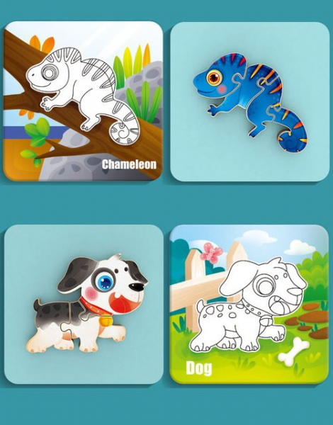Puzzle Montessori incastru 3D - set 5 puzzle [10]