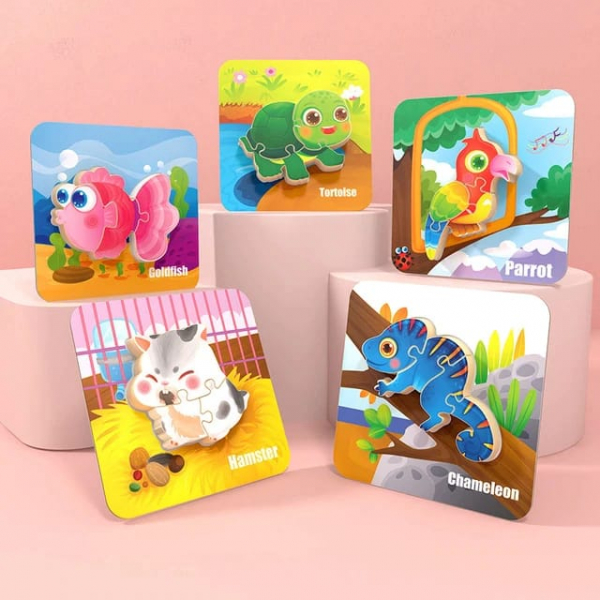 Puzzle Montessori incastru 3D - set 5 puzzle [7]