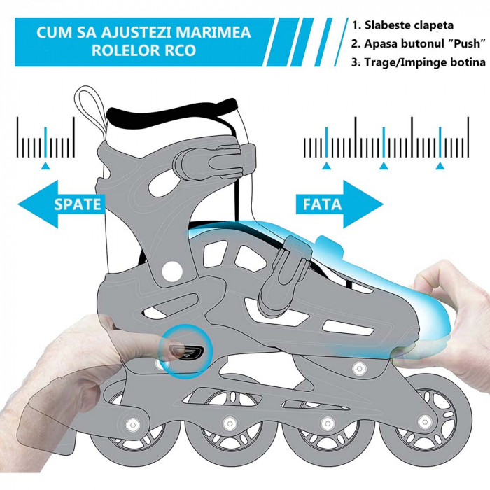 Role reglabile 34-37 Negru Rosu – ABEC 5 Roti Silicon 70 mm [3]