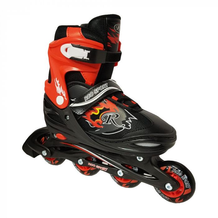 Role reglabile 38-41 Negru Rosu – ABEC 5 Roti Silicon 70 mm [1]