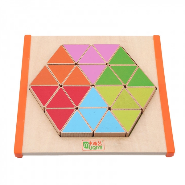 Joc Montessori Mozaic Hexagon din lemn educational [3]