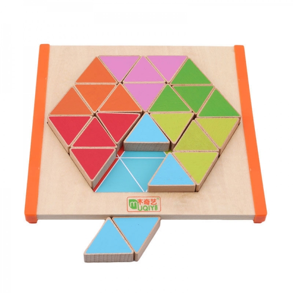 Joc Montessori Mozaic Hexagon din lemn educational [2]