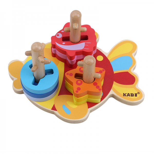 Joc Educativ Puzzle Recunoasterea Formei din Lemn Pestisorul Kabi [2]