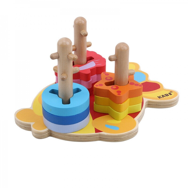 Joc Educativ Puzzle Recunoasterea Formei din Lemn Pestisorul Kabi [4]