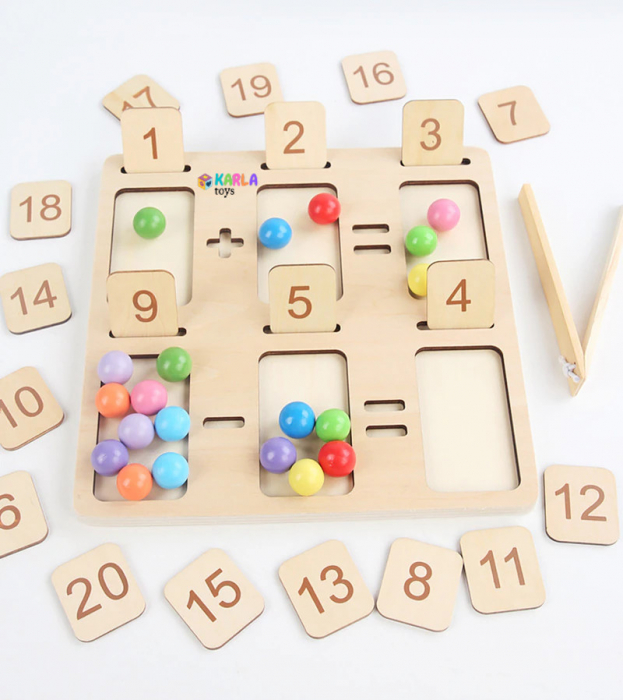 Joc Educativ din Lemn Montessori Matematica Tabla de Numarat [2]