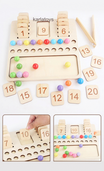 Joc Educativ din Lemn Montessori Matematica Tabla de Numarat [4]