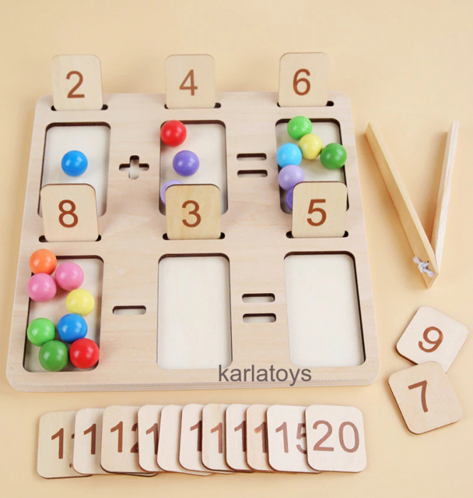 Joc Educativ din Lemn Montessori Matematica Tabla de Numarat [5]