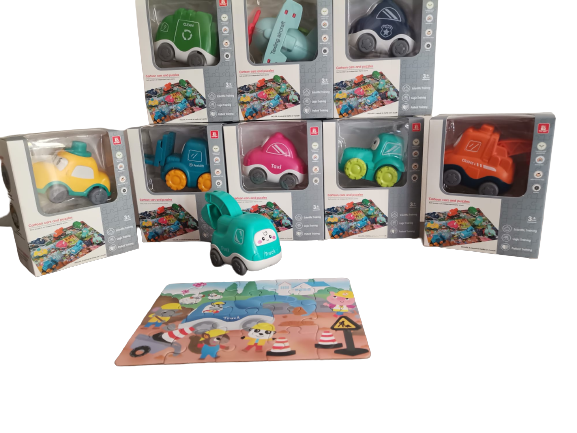 Set 9 Masinute Bebe Mini Vehicole cu 6 Puzzle [2]
