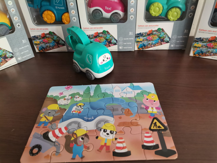 Set 9 Masinute Bebe Mini Vehicole cu 6 Puzzle [3]