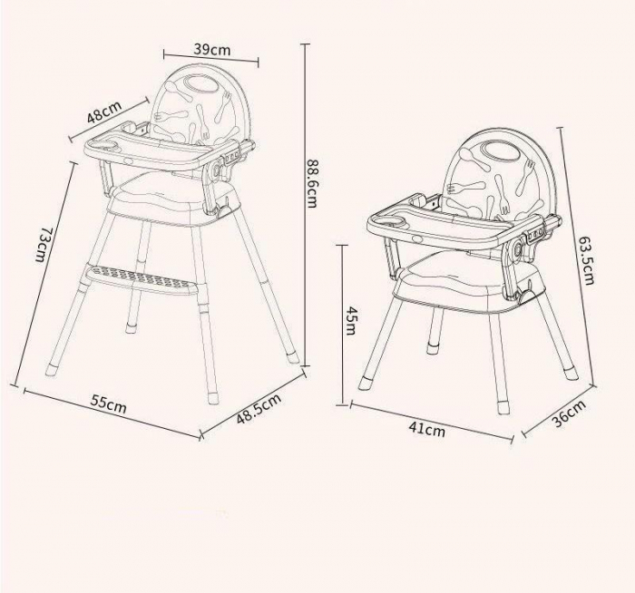 Scaun de masa bebe 3 in 1 roz [4]