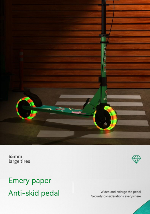 Scooter Trotineta Pliabila cu Lumina - Cadru Otel si Carbon 100 kg  Verde Menta [6]