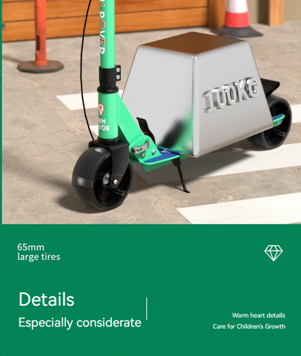 Scooter Trotineta Pliabila cu Lumina - Cadru Otel si Carbon 100 kg  Roz [8]