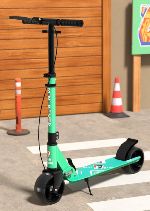Scooter Trotineta Pliabila cu Lumina - Cadru Otel si Carbon 100 kg  Verde Menta [3]