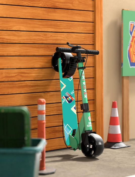 Scooter Trotineta Pliabila cu Lumina - Cadru Otel si Carbon 100 kg  Verde Menta [4]