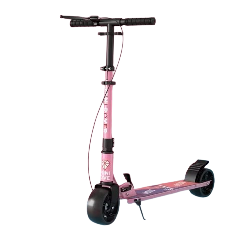Scooter Trotineta Pliabila cu Lumina - Cadru Otel si Carbon 100 kg  Roz [2]