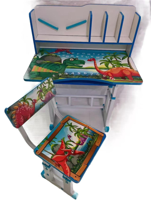 Se Birou Multifunctional Reglabil Scaun Ergonomic pentru Copii Design Dinozauri [1]