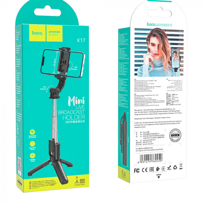 Selfie Stick cu telecomandă Bluetooth și suport pentru trepied [3]